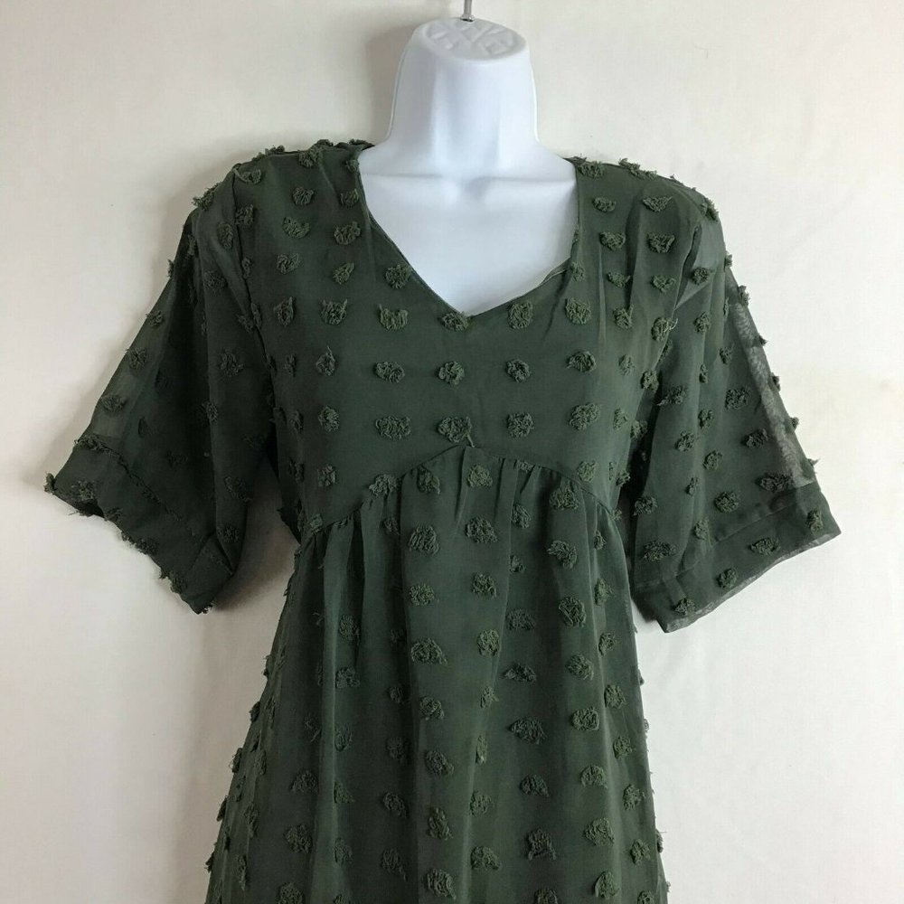 Sucrefas Women's Green Floral V Neck Short Sleeve Casual Tunic Top Size M - Picture 5 of 12